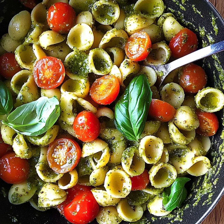 Orecchiette with Cherry Tomatoes, Mozzarella & Basil Pesto