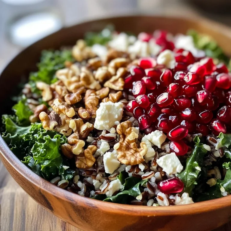 Pomegranate, Kale, and Wild Rice Salad with Walnuts and Feta