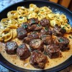 Smothered Steak Bites In Creamy Velveeta Tortellini
