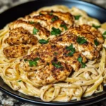 Spicy Cajun Chicken Linguine In Creamy Garlic Parmesan Sauce