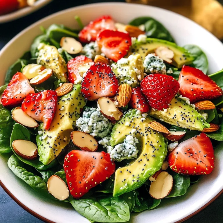 Strawberry Avocado Spinach Salad with Poppyseed Dressing