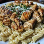 Twisted Pasta With Honey Garlic Chicken & Parmesan Cream
