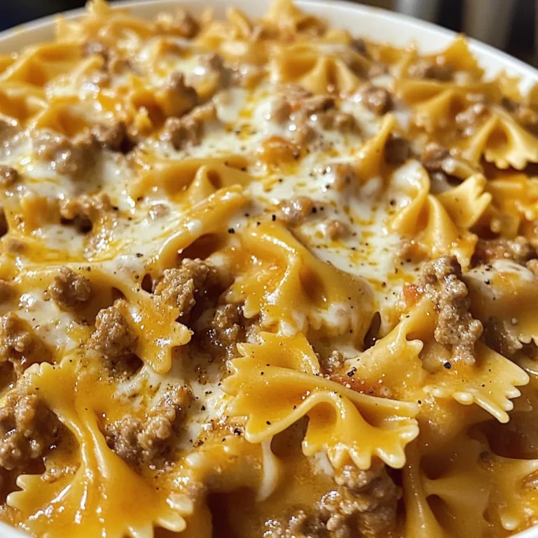 Velveeta Beef Pasta Served With Bowtie Noodles