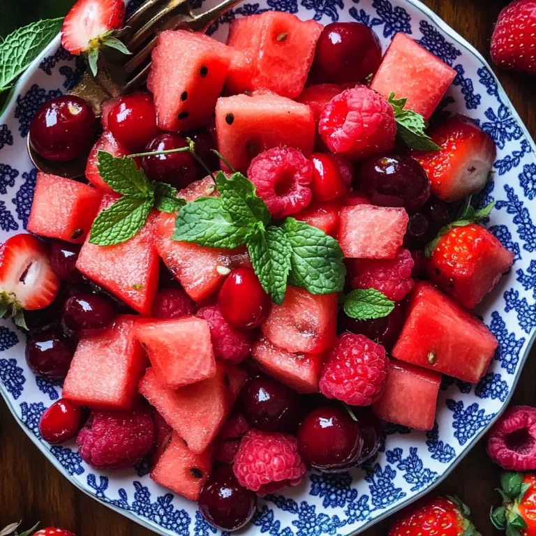 Watermelon Fruit Salad with Lime Mint Dressing