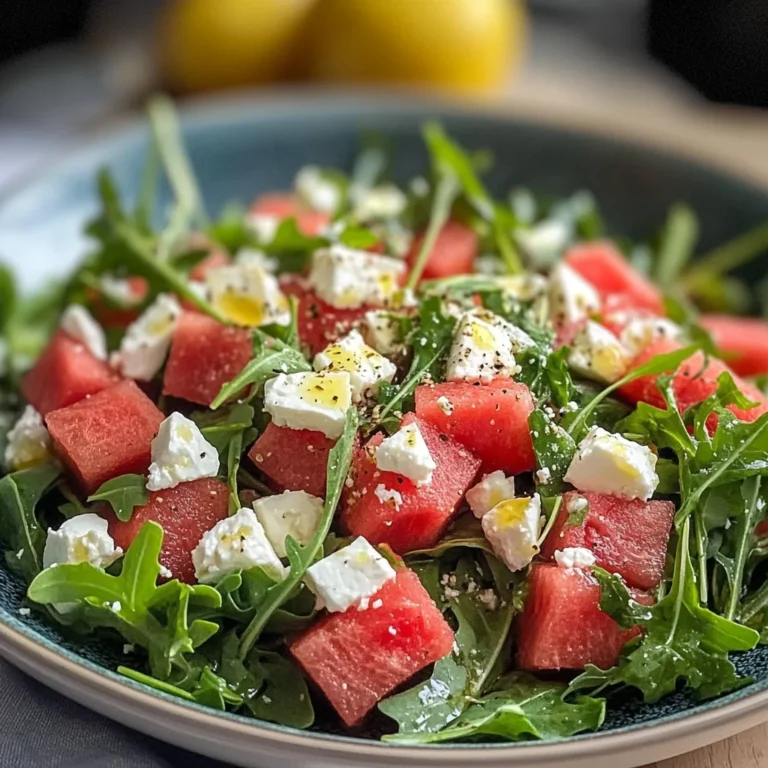Watermelon Salad with Arugula, Feta, & Fresh Herbs