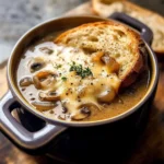 Creamy French Onion and Mushroom Soup.