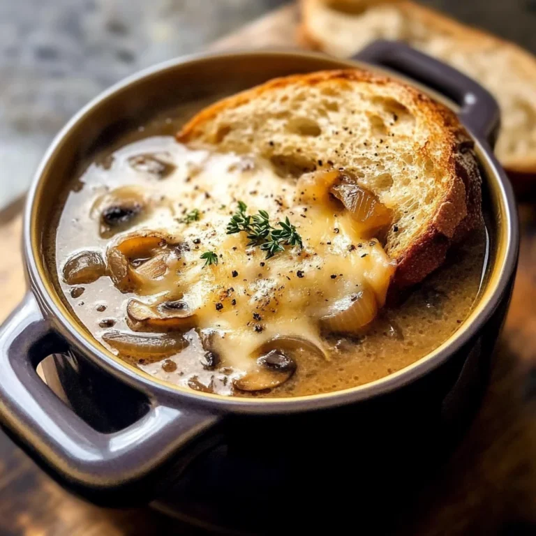 Creamy French Onion and Mushroom Soup.