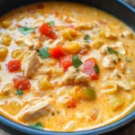 Creamy Parmesan Cajun Chicken Pasta Soup