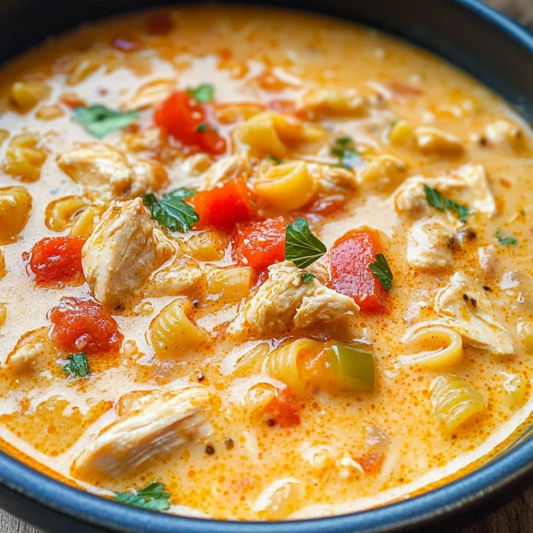 Creamy Parmesan Cajun Chicken Pasta Soup