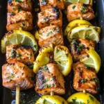 Grilled Salmon Skewers with Garlic and Dijon