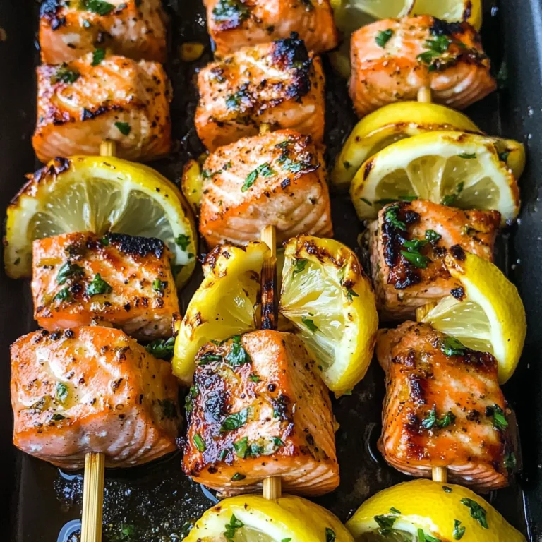 Grilled Salmon Skewers with Garlic and Dijon