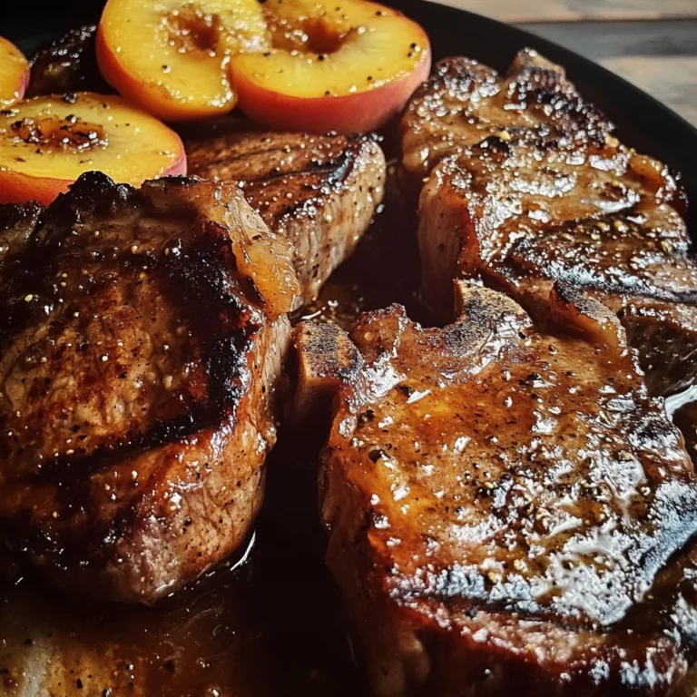 Juicy Grilled beef Chops with Spicy Peach Glaze