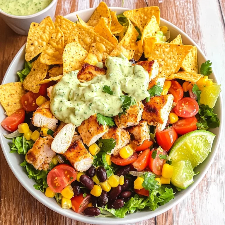 Loaded Chicken Taco Salad with Creamy Lime-Cilantro Dressing