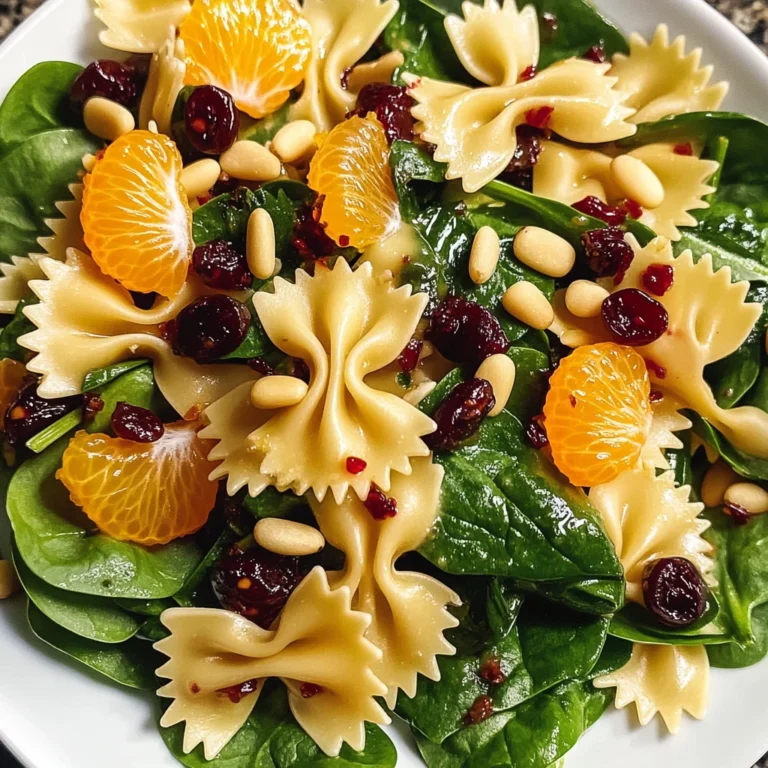 Mandarin Pasta Spinach Salad with Teriyaki Dressing