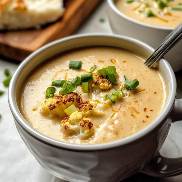 Roasted Garlic Cheddar Cauliflower Soup