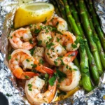 Shrimp and Asparagus Foil Packs with Garlic Lemon Butter Sauce