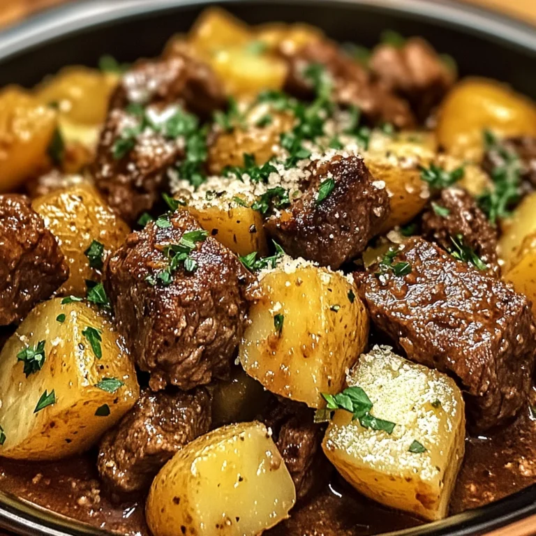 Slow Cooker Garlic Butter Beef Bites & Potatoes