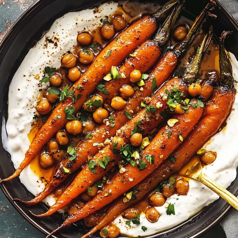 Spicy maple roast carrots with crispy chickpeas and yogurt sauce