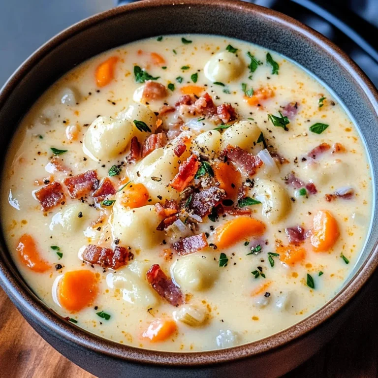 Turkey Bacon Cheddar Gnocchi Soup