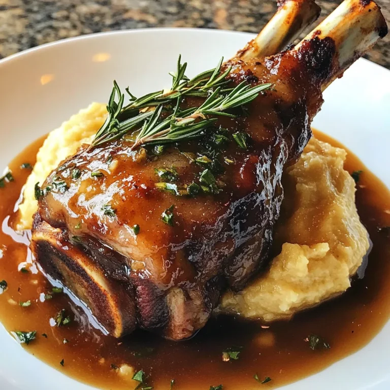 Braised Lamb Shank with Velvety Roasted Garlic Puree