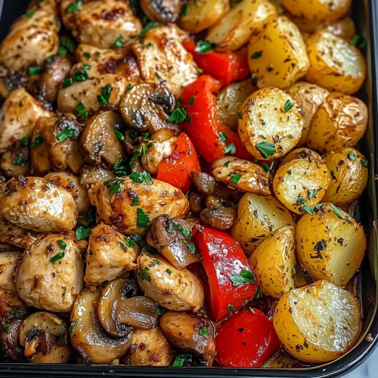 Garlic Herb Chicken with Mushrooms & Roasted Potatoes