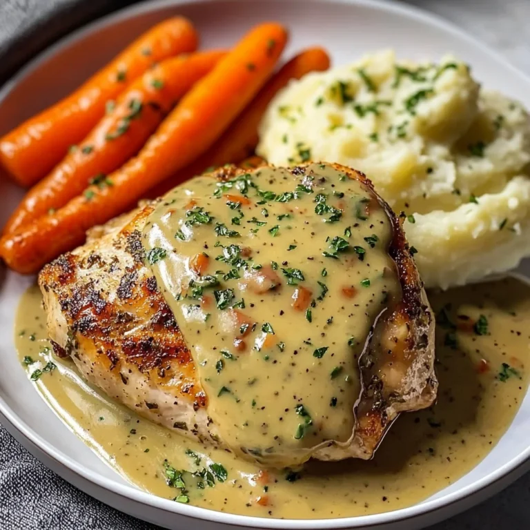 Herb Chicken with Creamy Mustard Sauce, Mashed Potatoes & Glazed Carrots