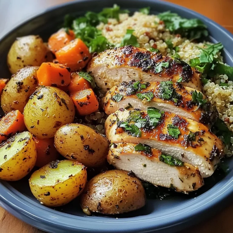 Herb Grilled Chicken with Roasted Potatoes, Carrots & Quinoa