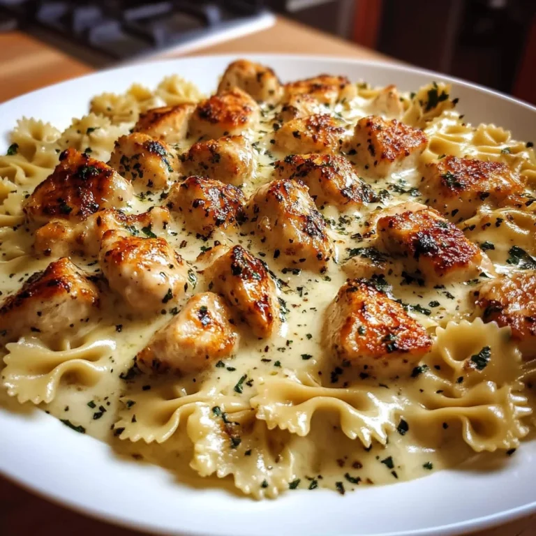 Mozzarella Garlic Butter Chicken Bowties in Cheesy Cream