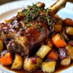 Red Wine Braised Lamb Shank with Root Vegetables