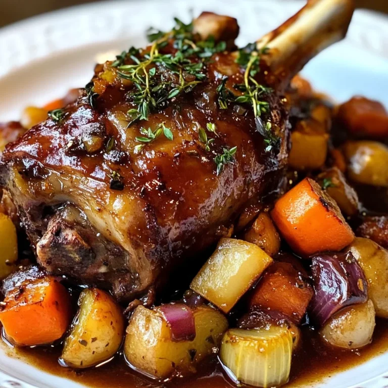 Red Wine Braised Lamb Shank with Root Vegetables