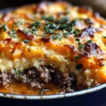 Savory Ground Lamb Shepherds Pie with Creamy Sweet Potato Mash