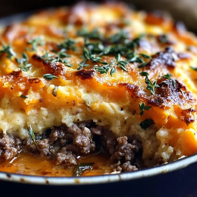 Savory Ground Lamb Shepherds Pie with Creamy Sweet Potato Mash