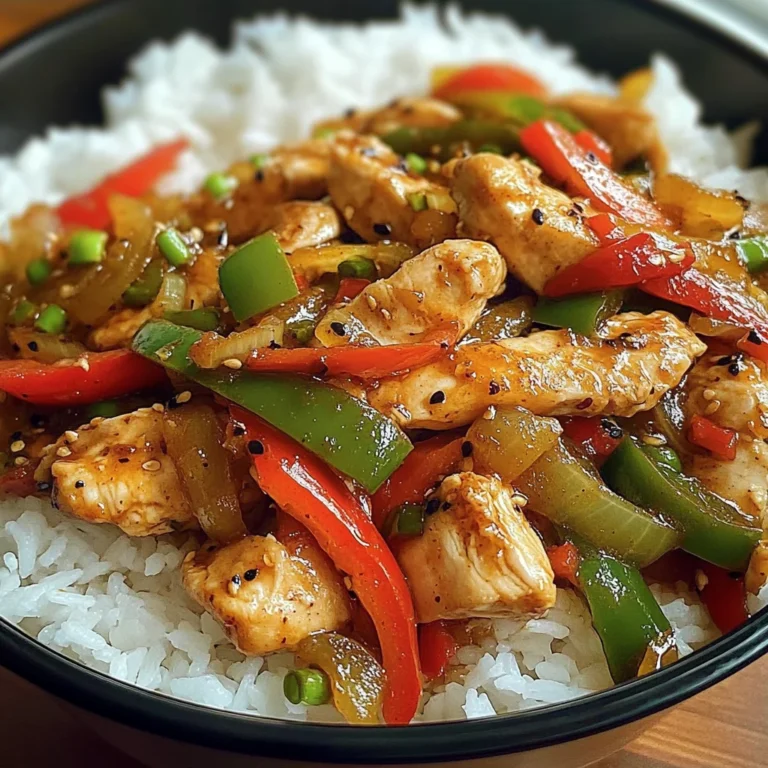 Spicy Garlic Pepper Chicken Stir-Fry with Steamed Rice