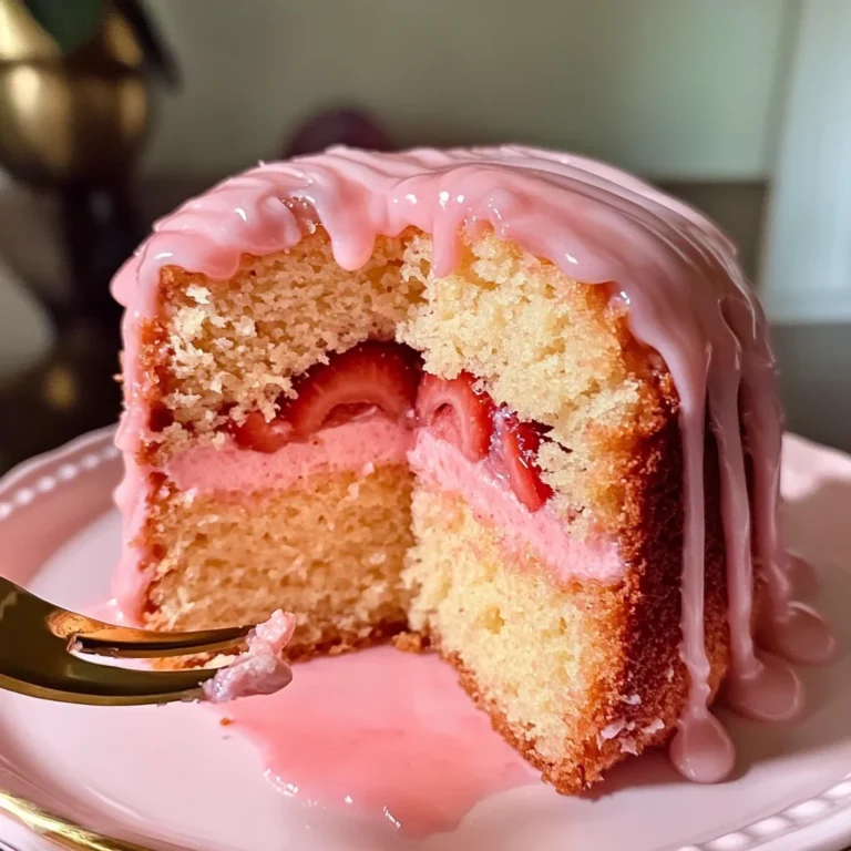 Strawberry Buttermilk Pound Cake with Pink Glaze