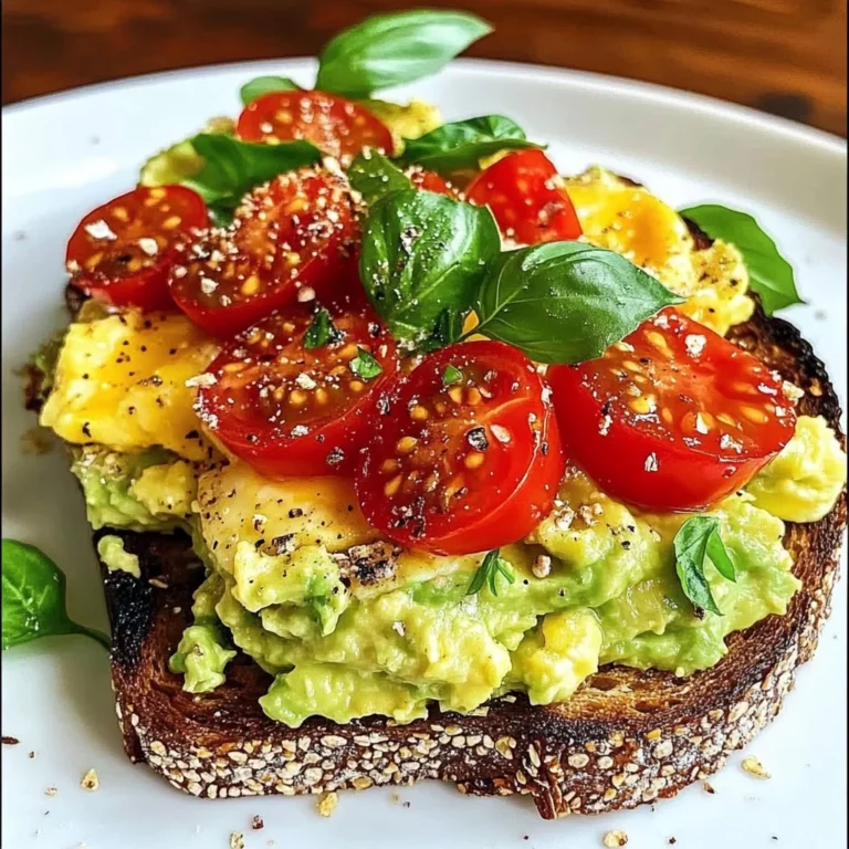 Avocado Toast with Scrambled Eggs and Tomatoes