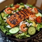 Blackened Salmon & Shrimp Salad