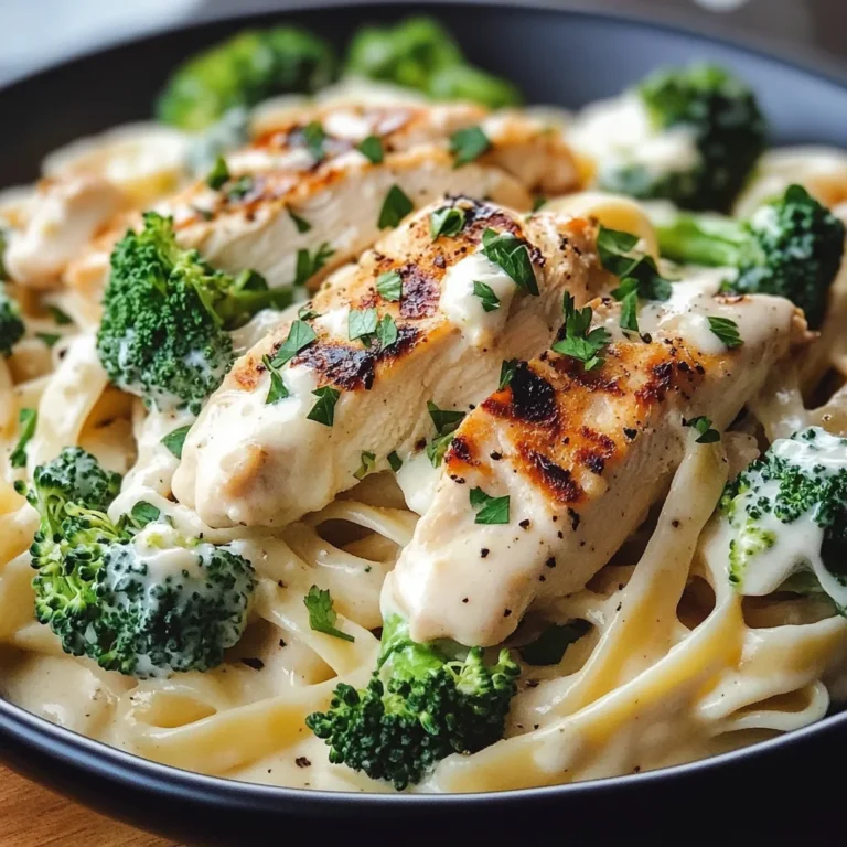 Creamy Chicken Alfredo Fettuccine with Broccoli