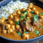 Creamy Coconut Beef & Chickpea Curry with Freshly Baked Garlic Naan