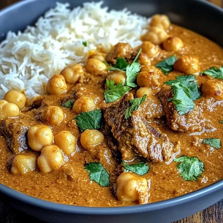 Creamy Coconut Beef & Chickpea Curry with Freshly Baked Garlic Naan