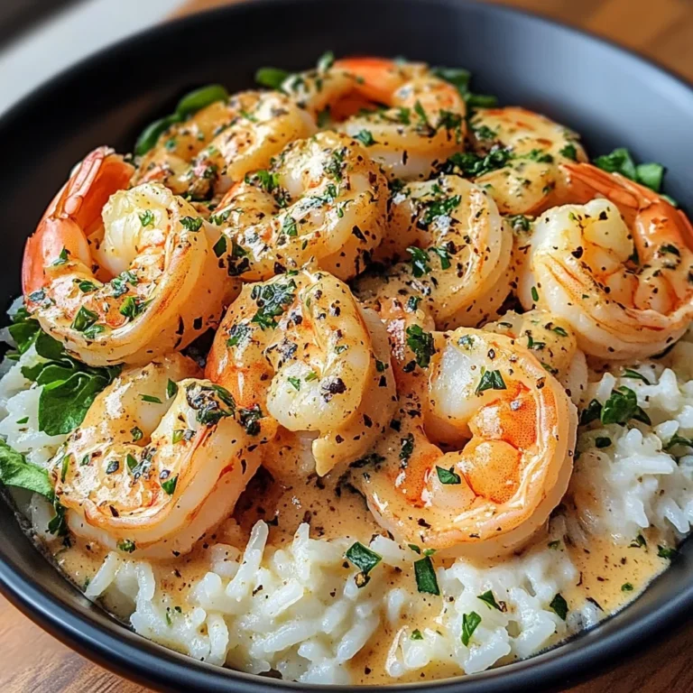 Creamy Garlic Butter Shrimp Bowl with Herb Rice