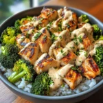Creamy Garlic Chicken Bowl with Broccoli & Rice