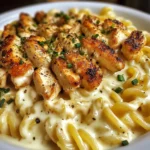 Creamy Mozzarella Alfredo with Garlic Chicken Twisted Pasta
