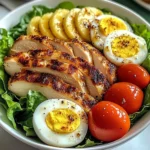 Crispy Chicken & Egg Salad Bowl with Fresh Banana & Greens