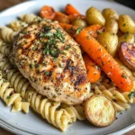 Garlic-Herb Chicken with Roasted Veggies & Creamy Rotini