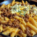 Garlic Butter Cajun Beef Penne in Velvety Cheese Sauce