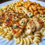 Garlic Parmesan Chicken Rotini in ThreeCheese Cajun Cream Sauce