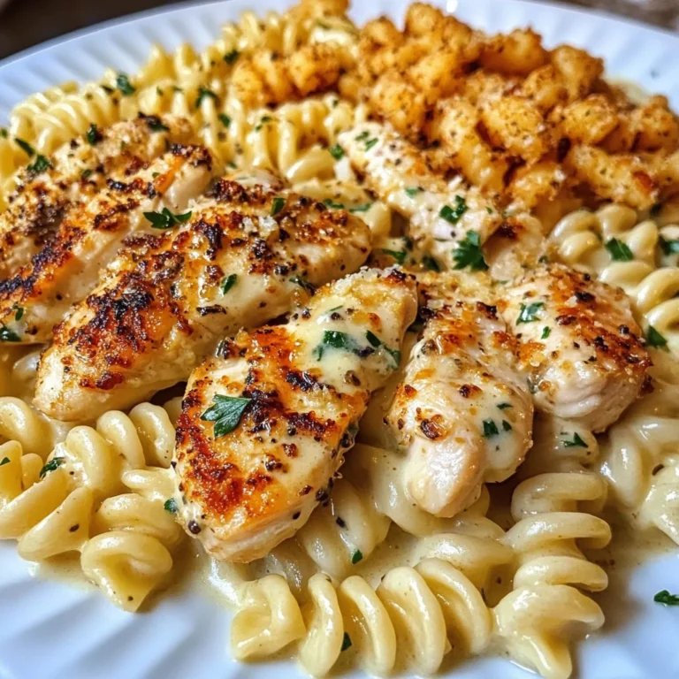 Garlic Parmesan Chicken Rotini in ThreeCheese Cajun Cream Sauce