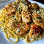 Golden Garlic Butter Chicken with Creamy Linguine