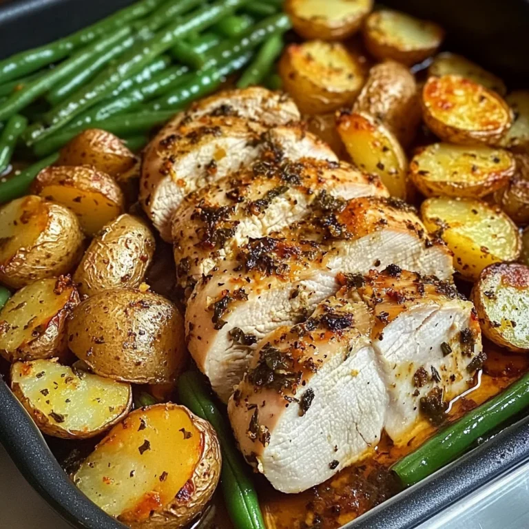 One-Pan Garlic Herb Chicken with Crispy Potatoes & Green Beans