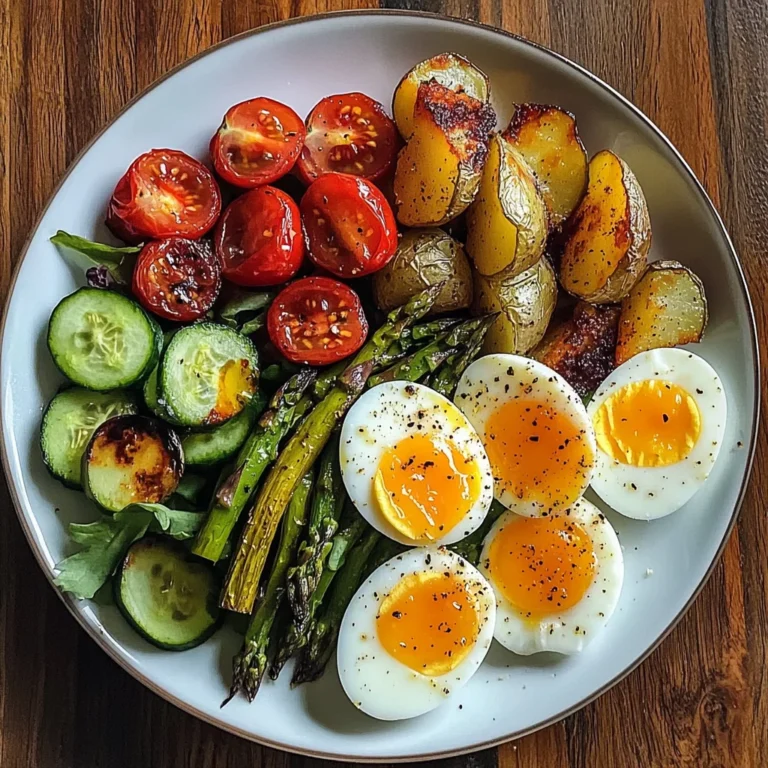 Roasted Potato Wedges with Asparagus, Jammy Eggs & Fresh Garden Salad